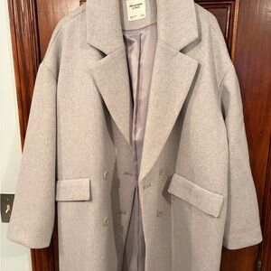 Abercrombie & Fitch Women's Light Gray XL Wool-Blend Coat